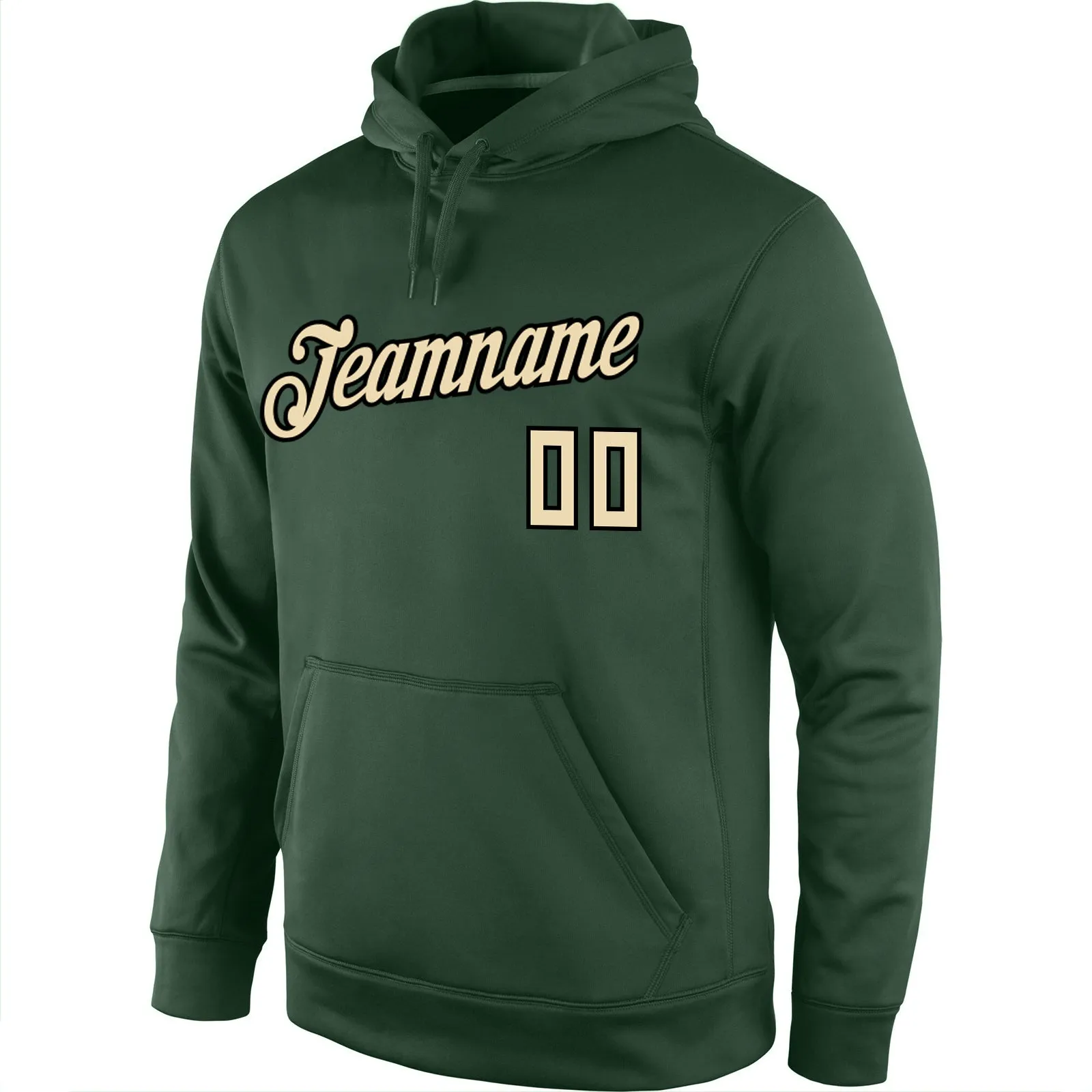 Custom Stitched Green Cream-Black Sports Pullover Sweatshirt Hoodie