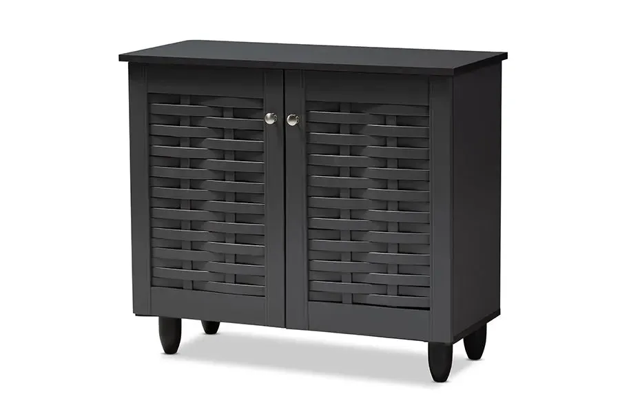 Dariell Dark Gray 2-Door Wooden Entryway Shoe Storage Cabinet