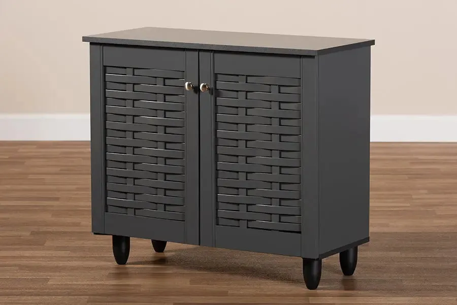 Dariell Dark Gray 2-Door Wooden Entryway Shoe Storage Cabinet