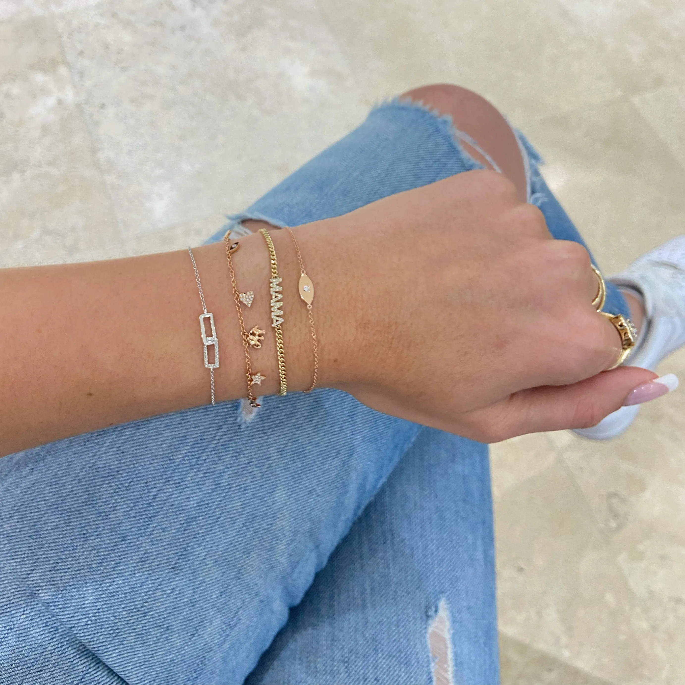 Diamond MAMA Curb Chain Bracelet