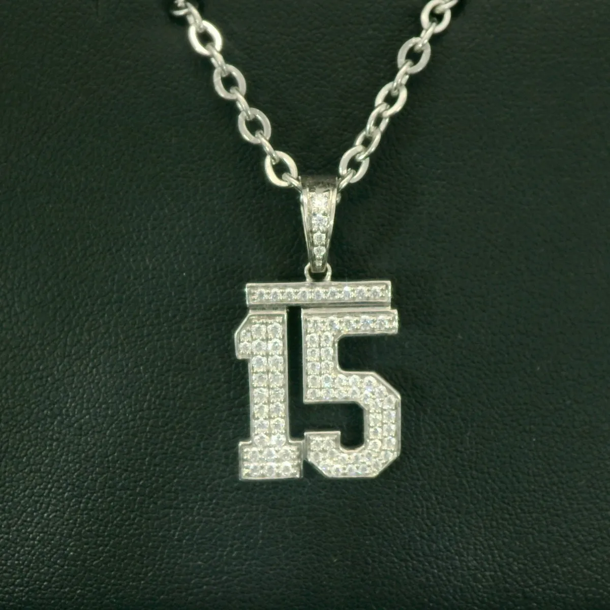 Diamond Studded Jersey Number Necklace | Silver | Ready To Ship