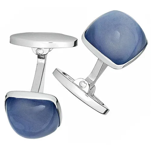 Domed Soft Square (assorted Colors) Sterling Cufflinks