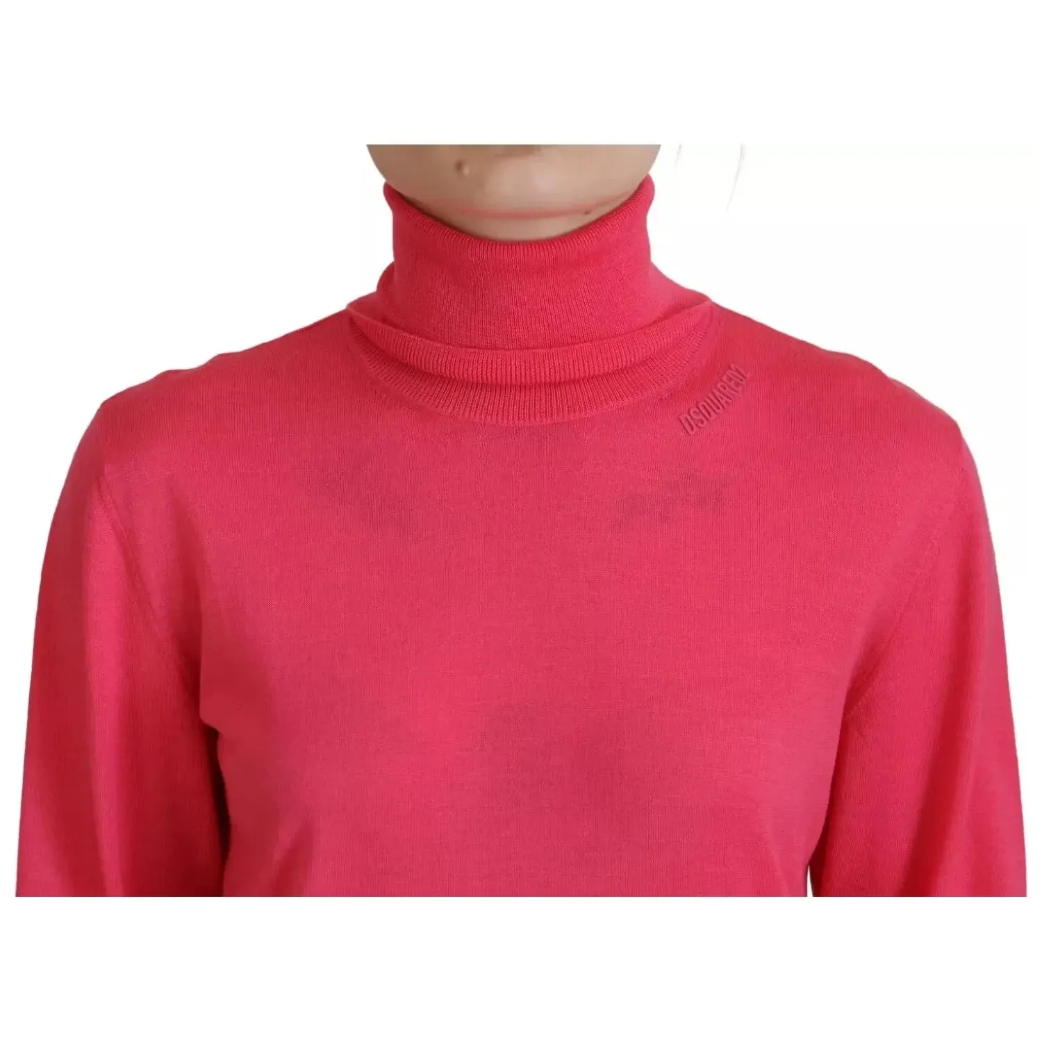 Dsquared² Pink Solid Long Sleeve Turtle Neck Casual Sweater