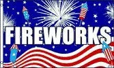 Fireworks (Blue) Polyester Flag Banner Sign