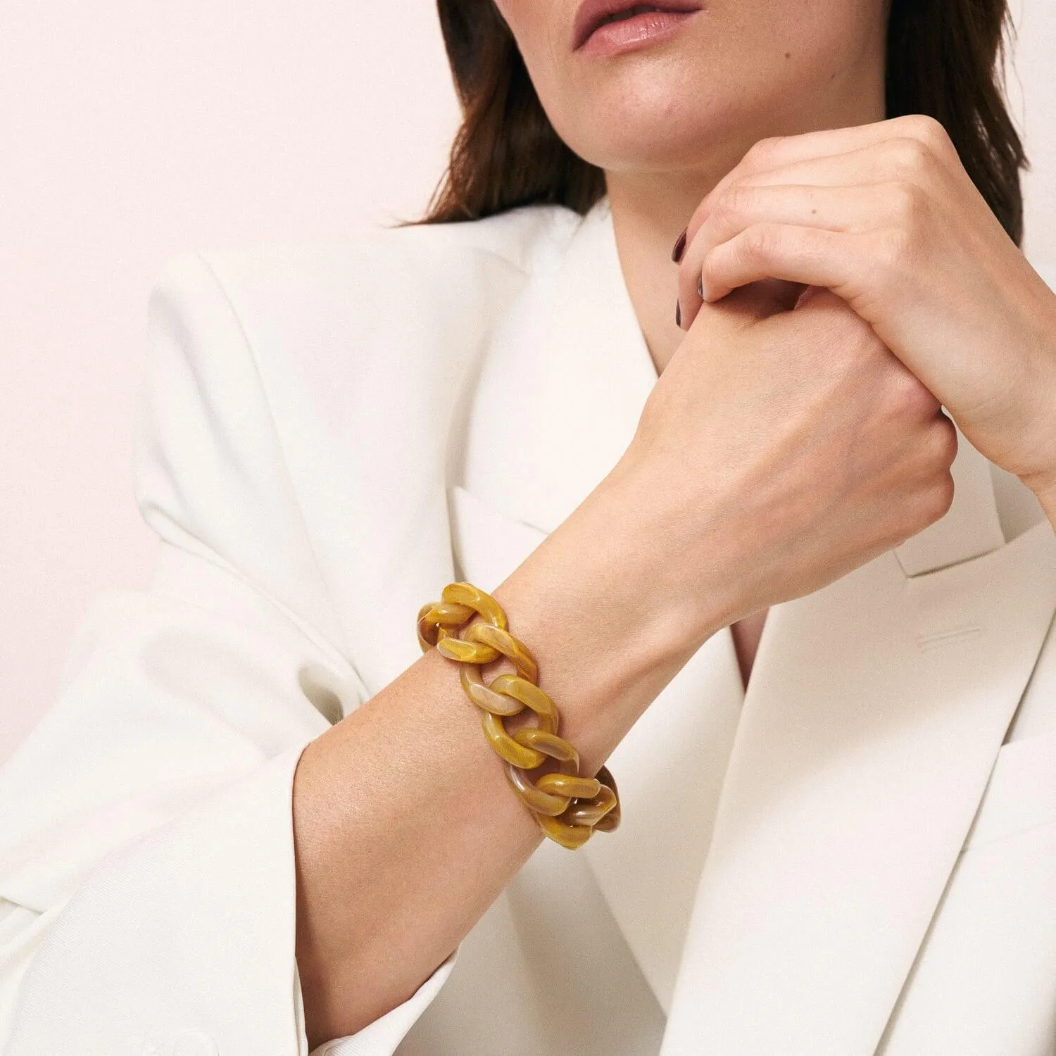 Flat Chain Bracelet Ocher Marble