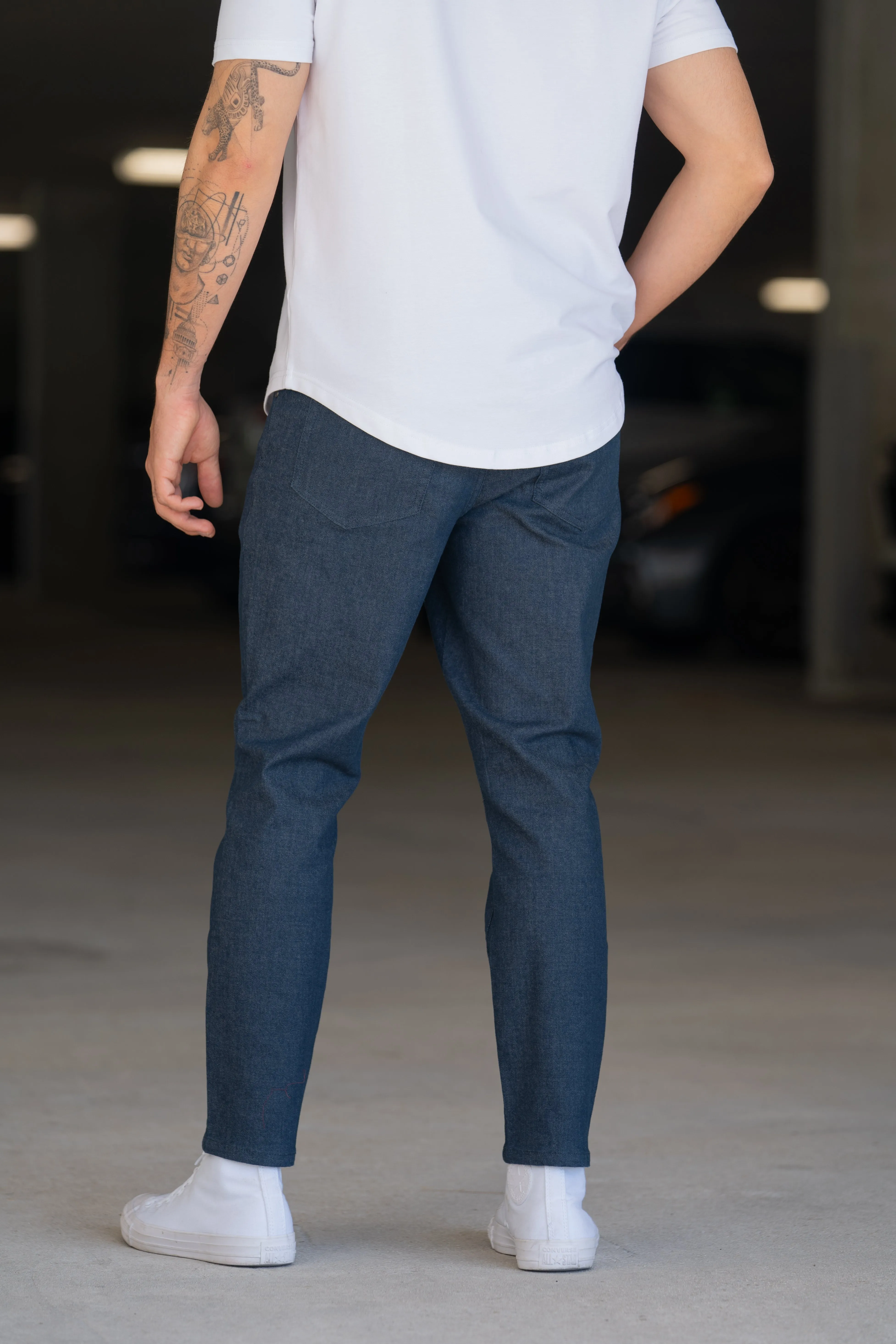 Garment Dyed Stretch Jeans Navy