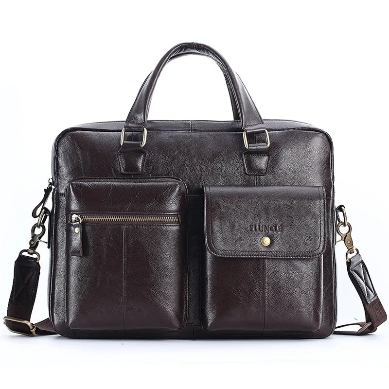 Genuine Leather Handbag Large Business Travel