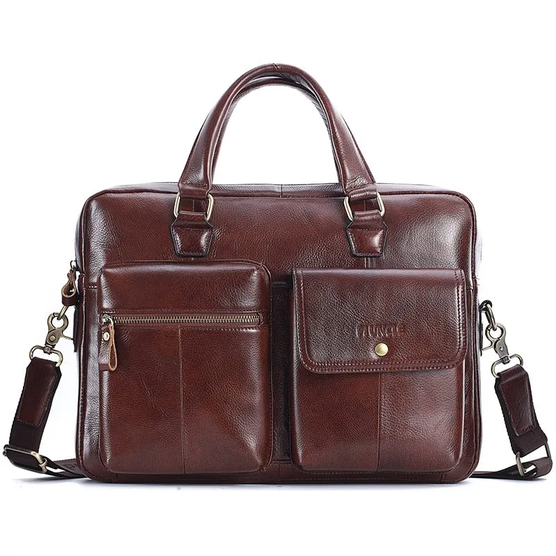 Genuine Leather Handbag Large Business Travel