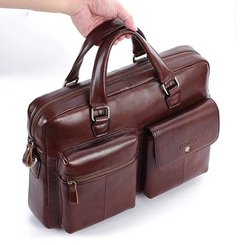 Genuine Leather Handbag Large Business Travel