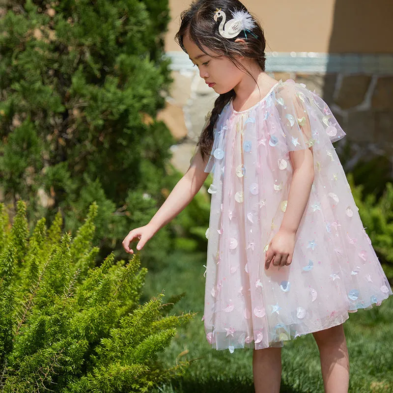 Girls Cute XINGX Dress 2024 New Baby Girl 3-6 Years Old Fashionable Princess Dress Children Summer Dress