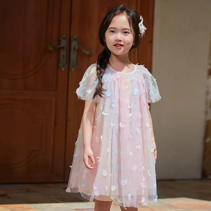 Girls Cute XINGX Dress 2024 New Baby Girl 3-6 Years Old Fashionable Princess Dress Children Summer Dress