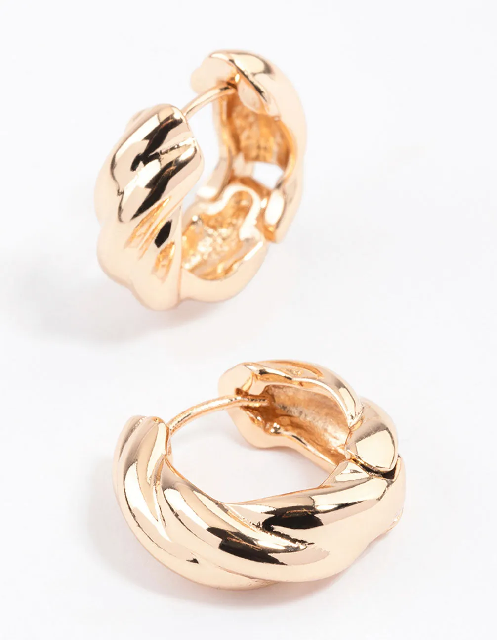 Gold Chunky Twisted Huggie Earrings & Polishing Set