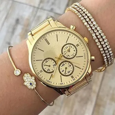 Gold color Women Fashion Punk Bracelet Simple Double Knot Loop Metal Chain Bracelets Bohemian Retro Jewelry Accessories Bangles