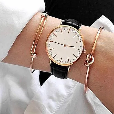 Gold color Women Fashion Punk Bracelet Simple Double Knot Loop Metal Chain Bracelets Bohemian Retro Jewelry Accessories Bangles