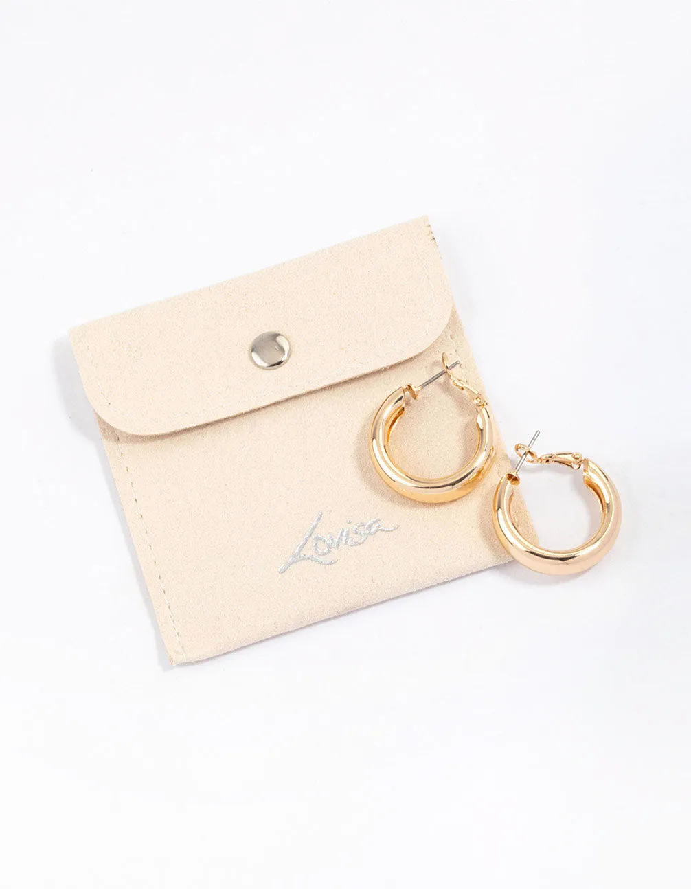 Gold Core Clean Hoop Earrings & Polishing Set