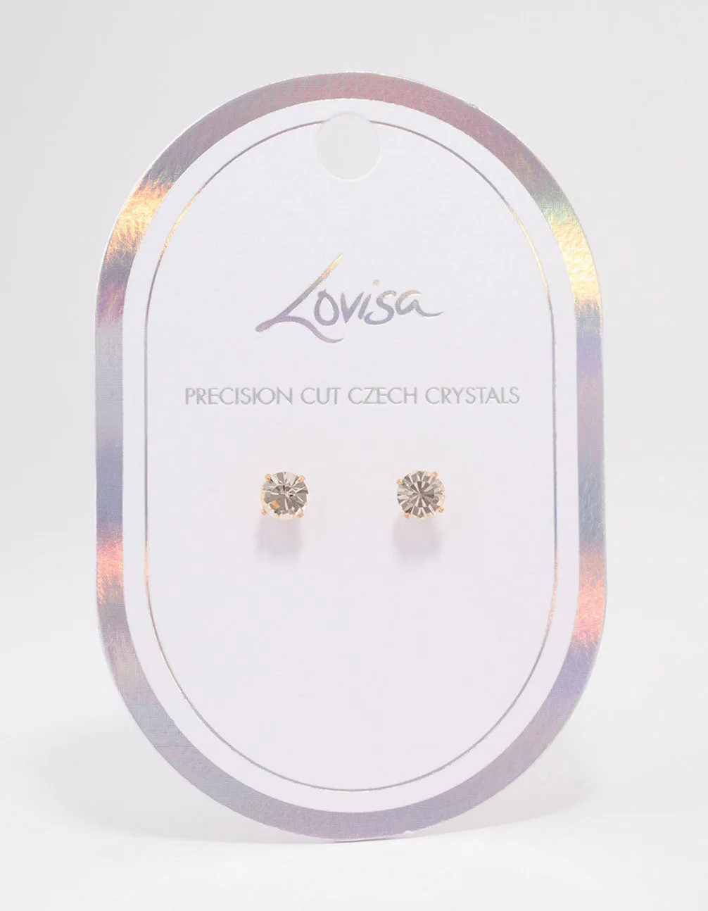 Gold Crystal Stud Earrings 7mm