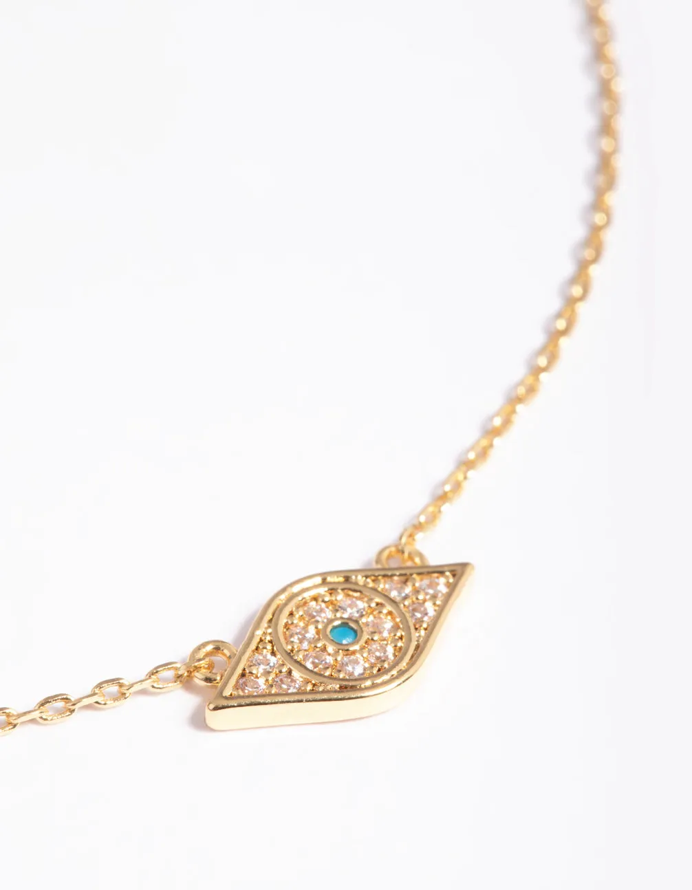 Gold Plated Evil Eye Pendant Necklace