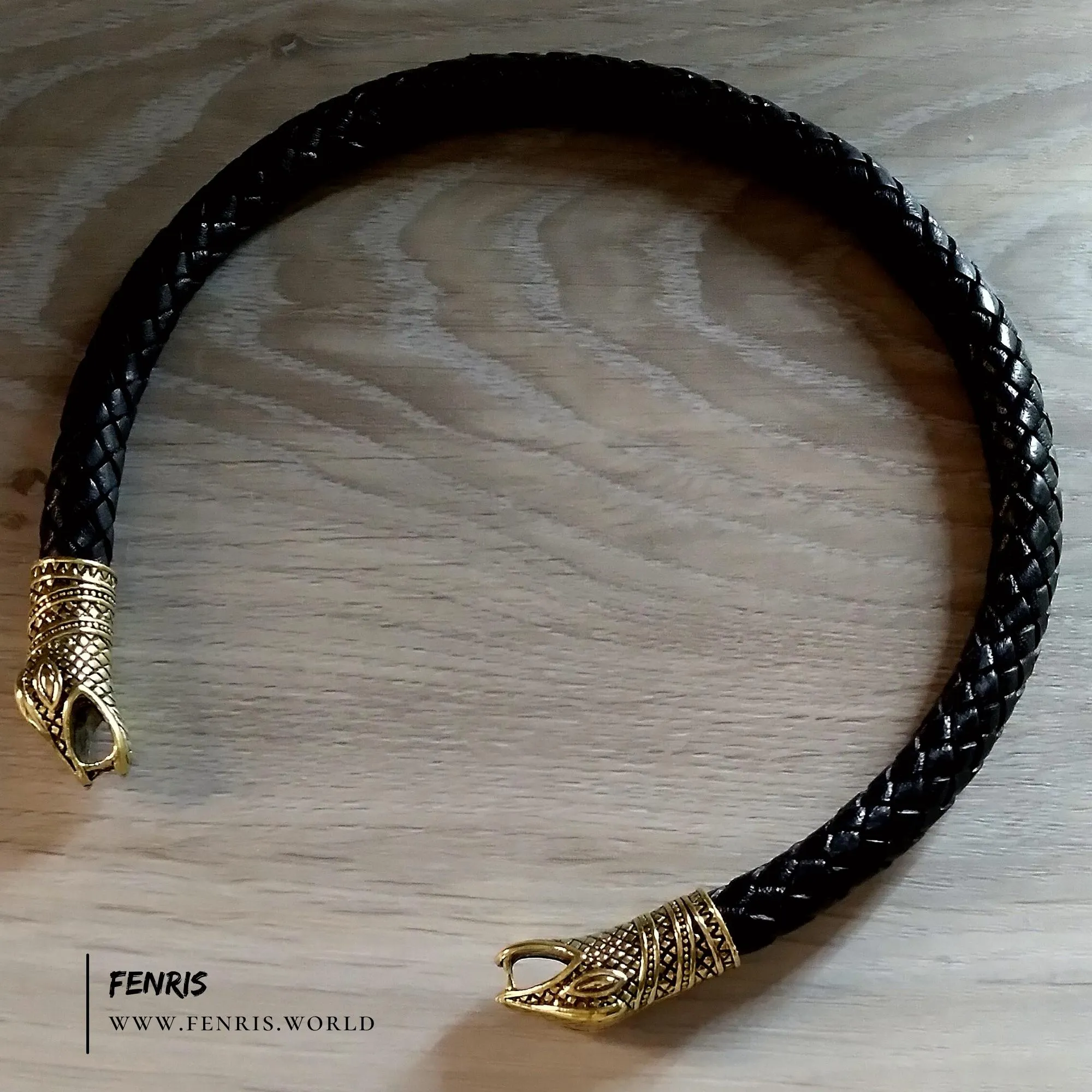 Gold Torc Snake Black Leather | Fenris