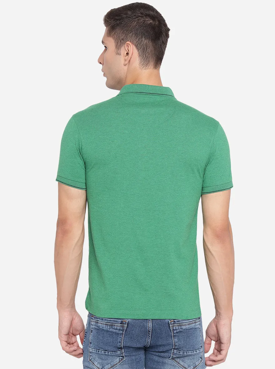 Green Solid Slim Fit Polo T-Shirt | Greenfibre