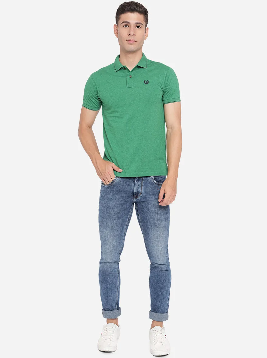 Green Solid Slim Fit Polo T-Shirt | Greenfibre