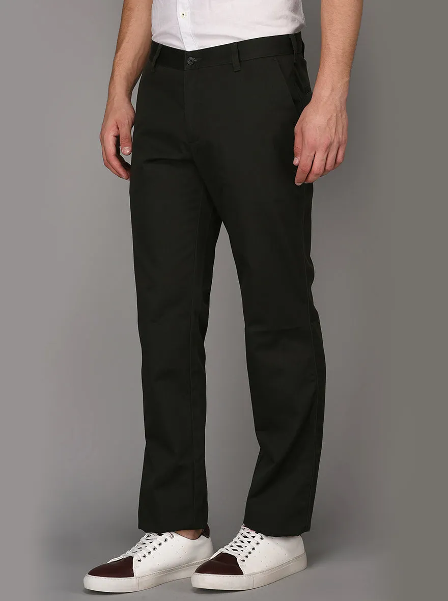 Greenfibre Green Solid Slim Fit Casual Trouser