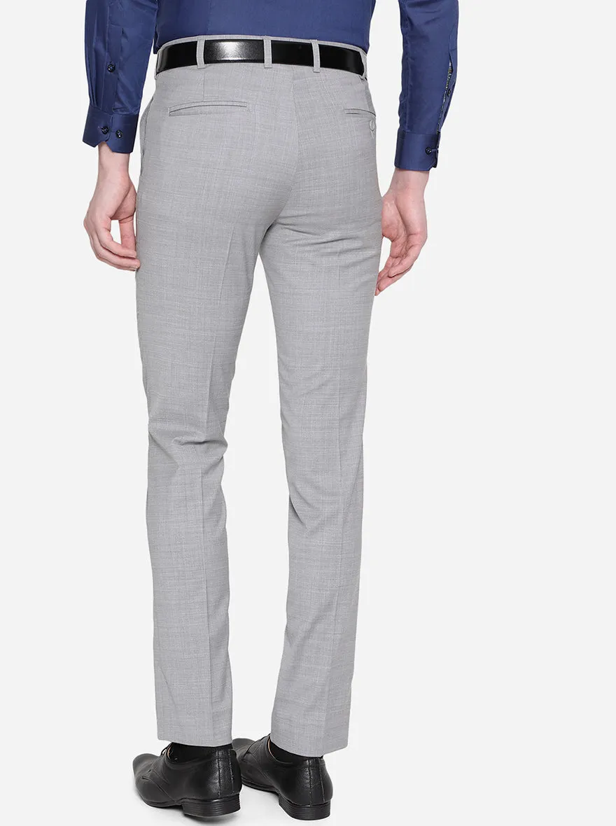 Grey Solid Slim Fit Formal Trouser | JadeBlue