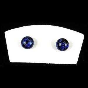 Handmade Medium Dichroic Glass Studs in Indigo Tili Glass