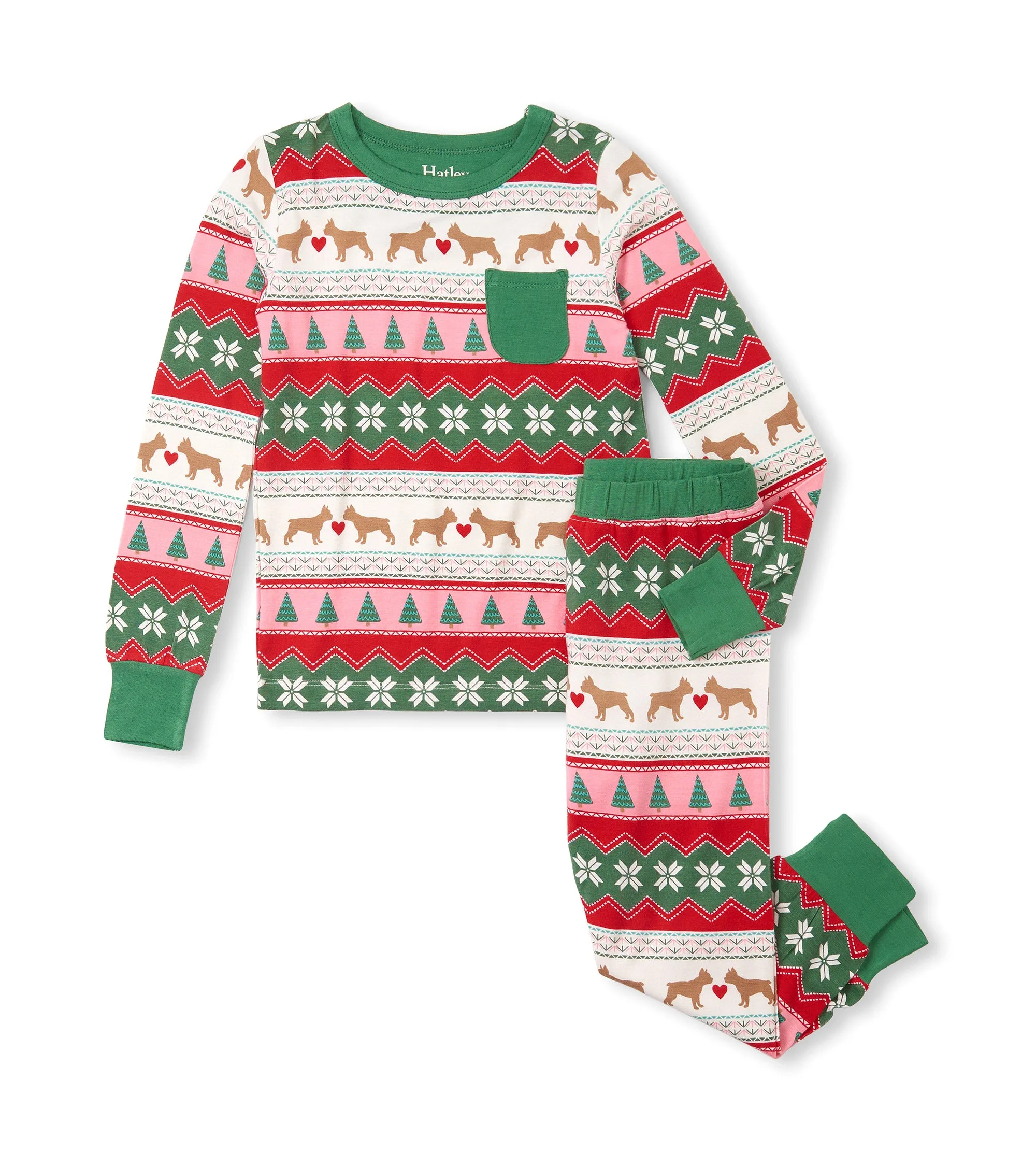 Hatley Puppy Hearts Fair Isle Bamboo Pyjamas