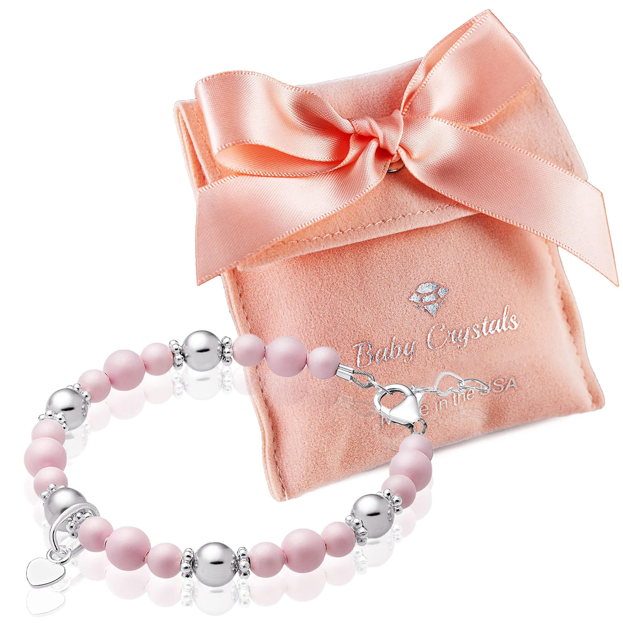 Infant Baby Girl Sterling Silver Heart charm Bracelet