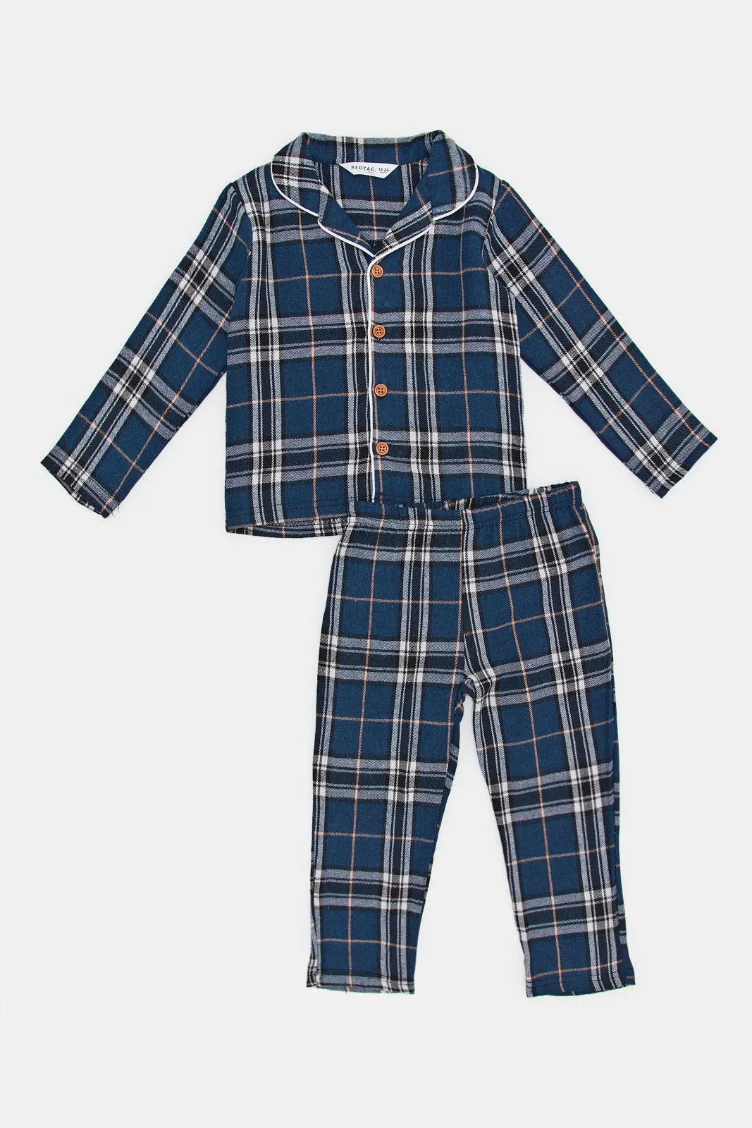 Infant Boys Navy Check Pyjama Set (2 Piece)