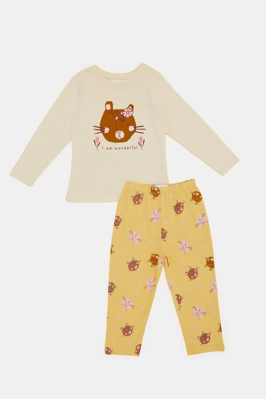 Infant Girls Ivory Placement Print Pyjama Set (2 Piece)