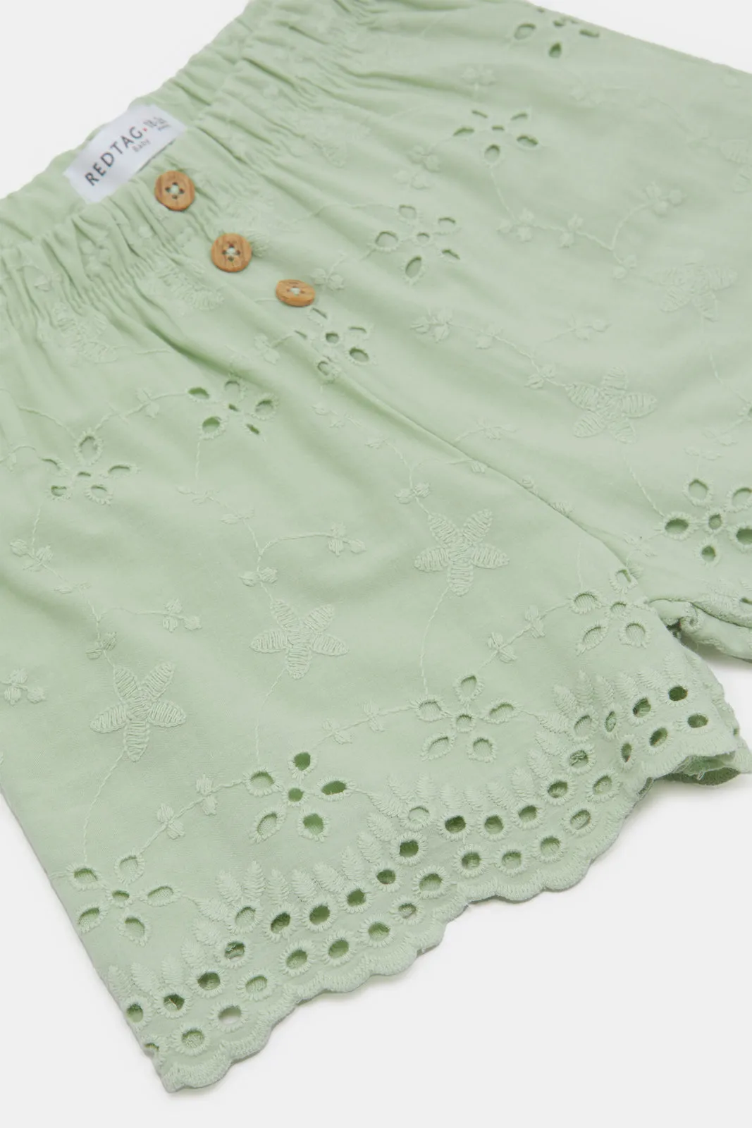 Infant Girls Mint Embossed Shorts