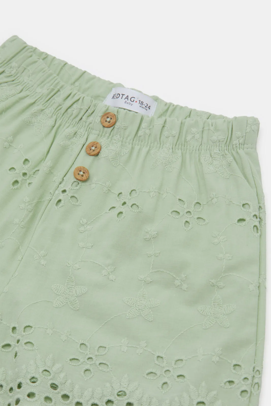 Infant Girls Mint Embossed Shorts