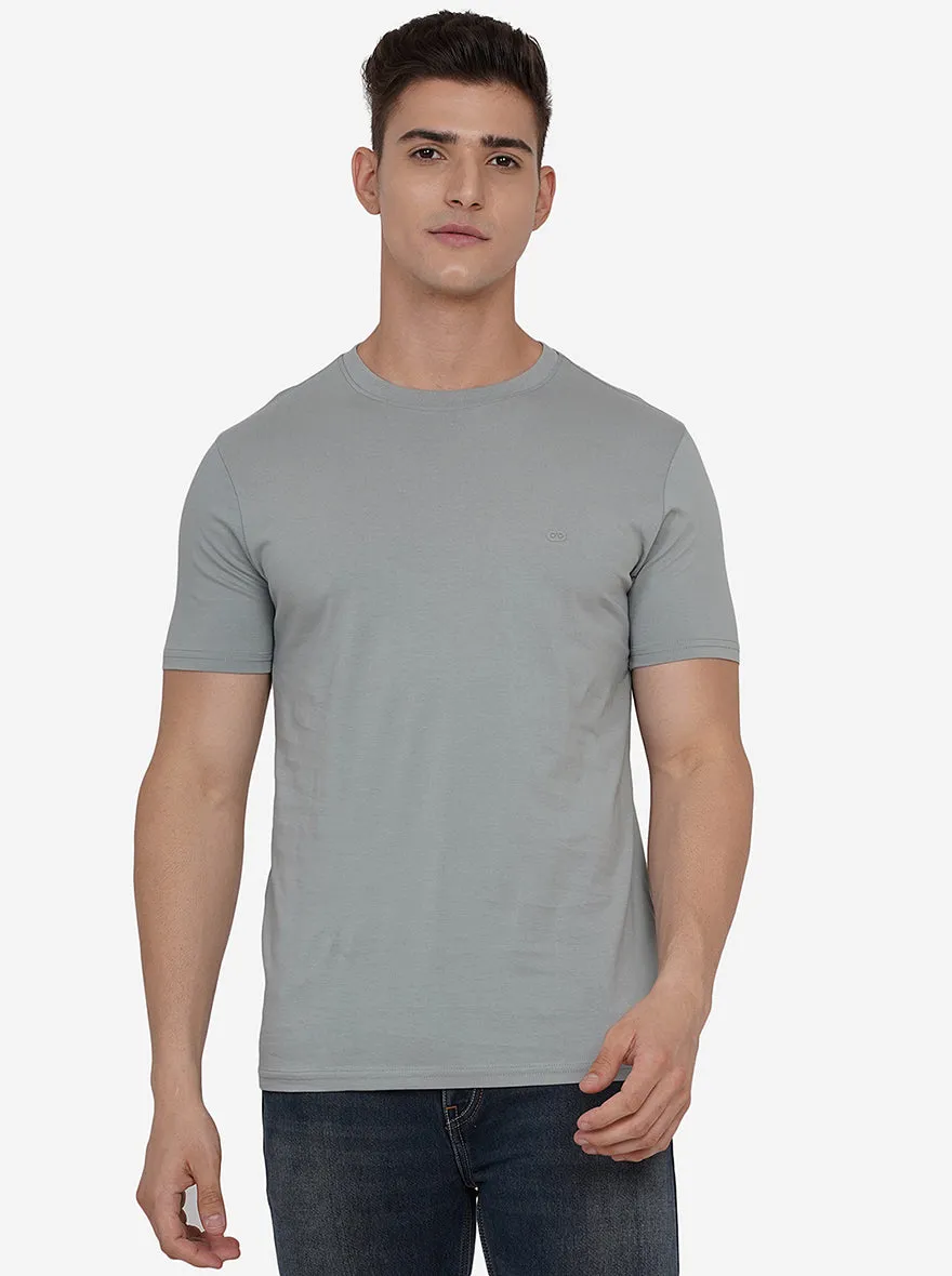 Iron Grey Solid Slim Fit T-Shirt | JadeBlue