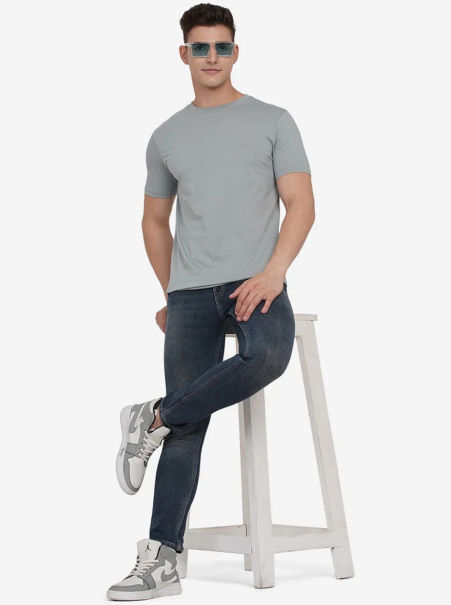 Iron Grey Solid Slim Fit T-Shirt | JadeBlue