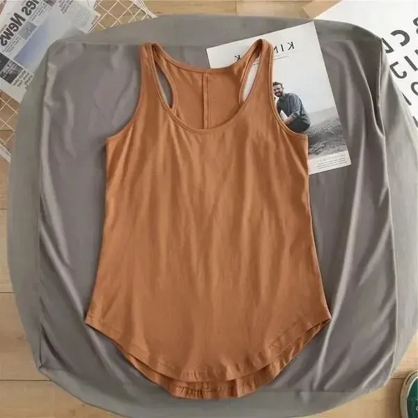 Irregular Tops Summer Casual Sleeveless Solid Color Fitness Sport Vest