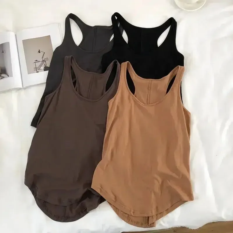 Irregular Tops Summer Casual Sleeveless Solid Color Fitness Sport Vest