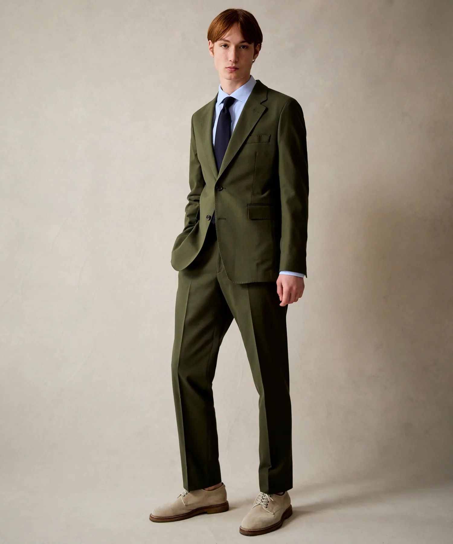 Italian Cotton Sutton Suit in Olive