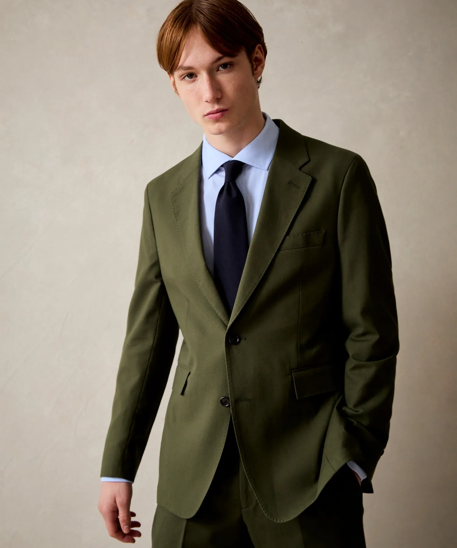 Italian Cotton Sutton Suit in Olive