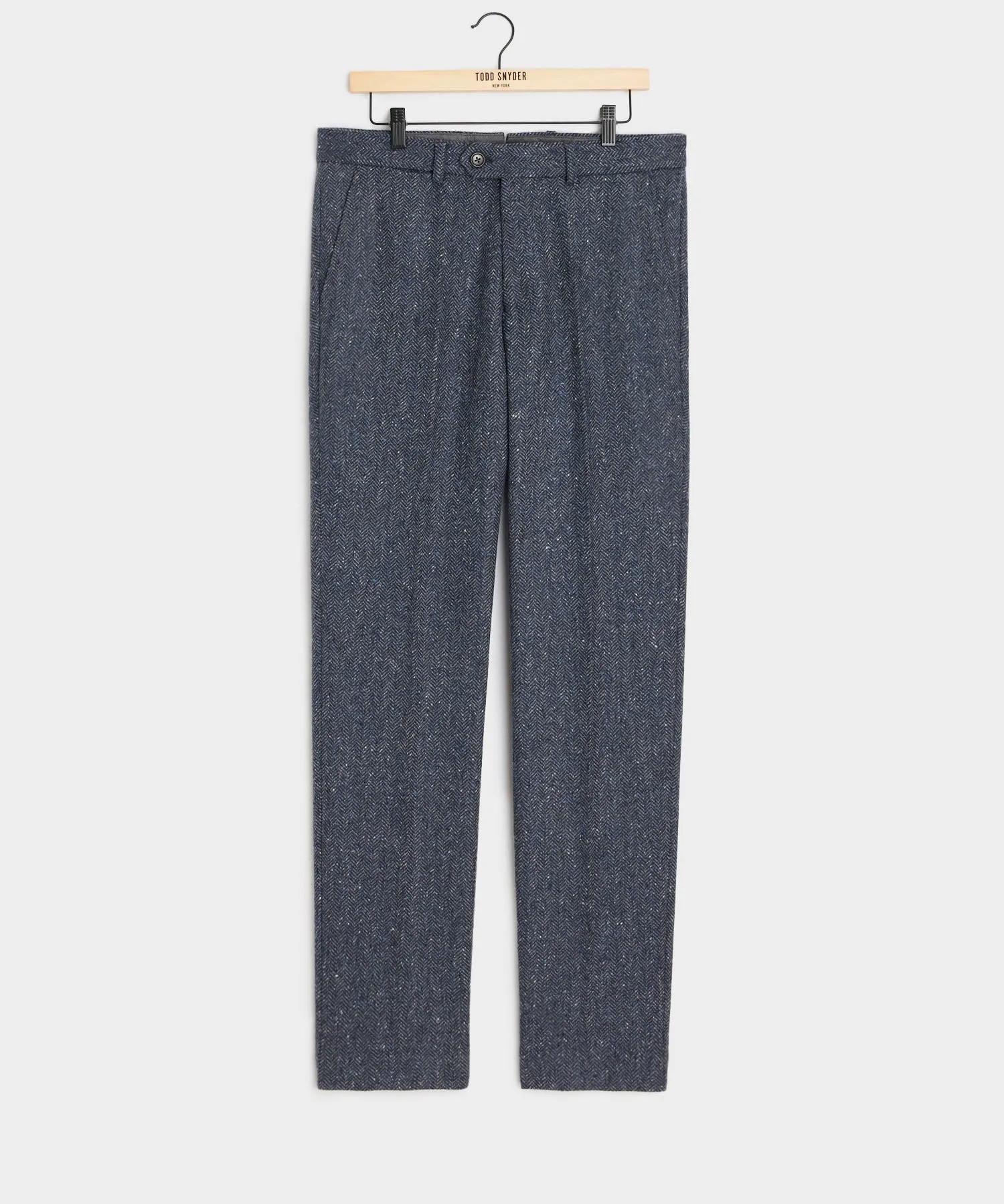 Italian Donegal Sutton Trouser in Steel Blue Herringbone