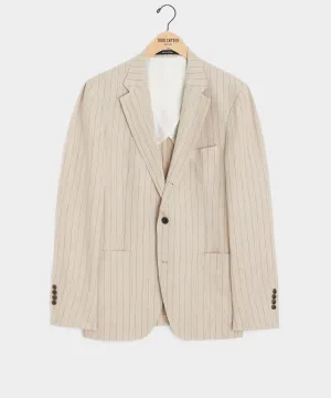 Italian Linen Madison Jacket in Ecru Stripe