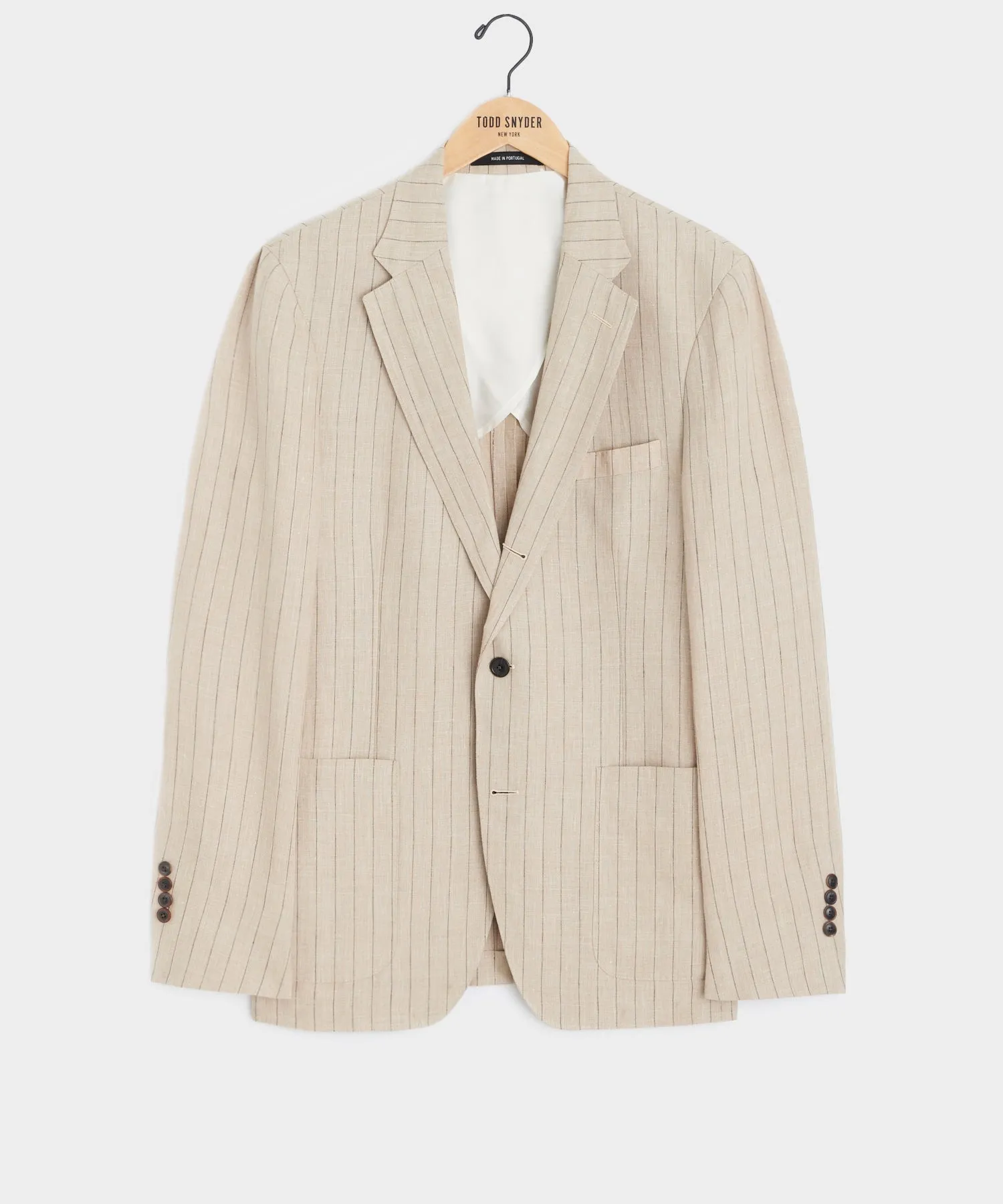 Italian Linen Madison Jacket in Ecru Stripe