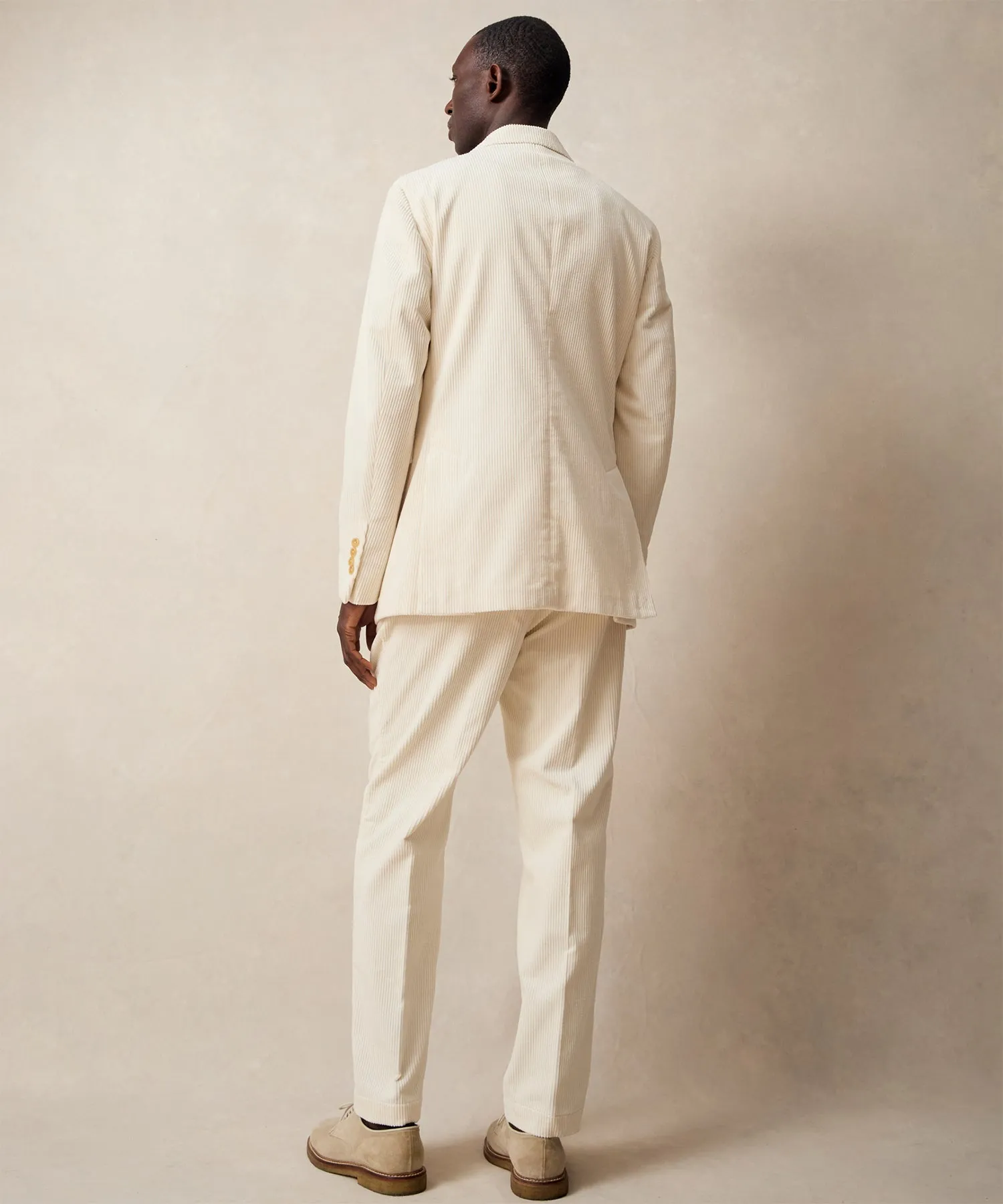 Italian Wide Wale Corduroy Suit in White