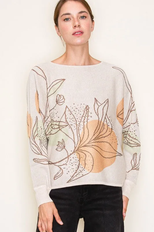 Keely Floral Flare Creneck Sweater