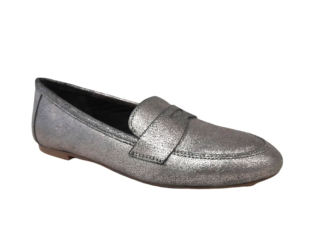 Kurt Geiger Carvela Silver Penny Loafer Womens Shoes