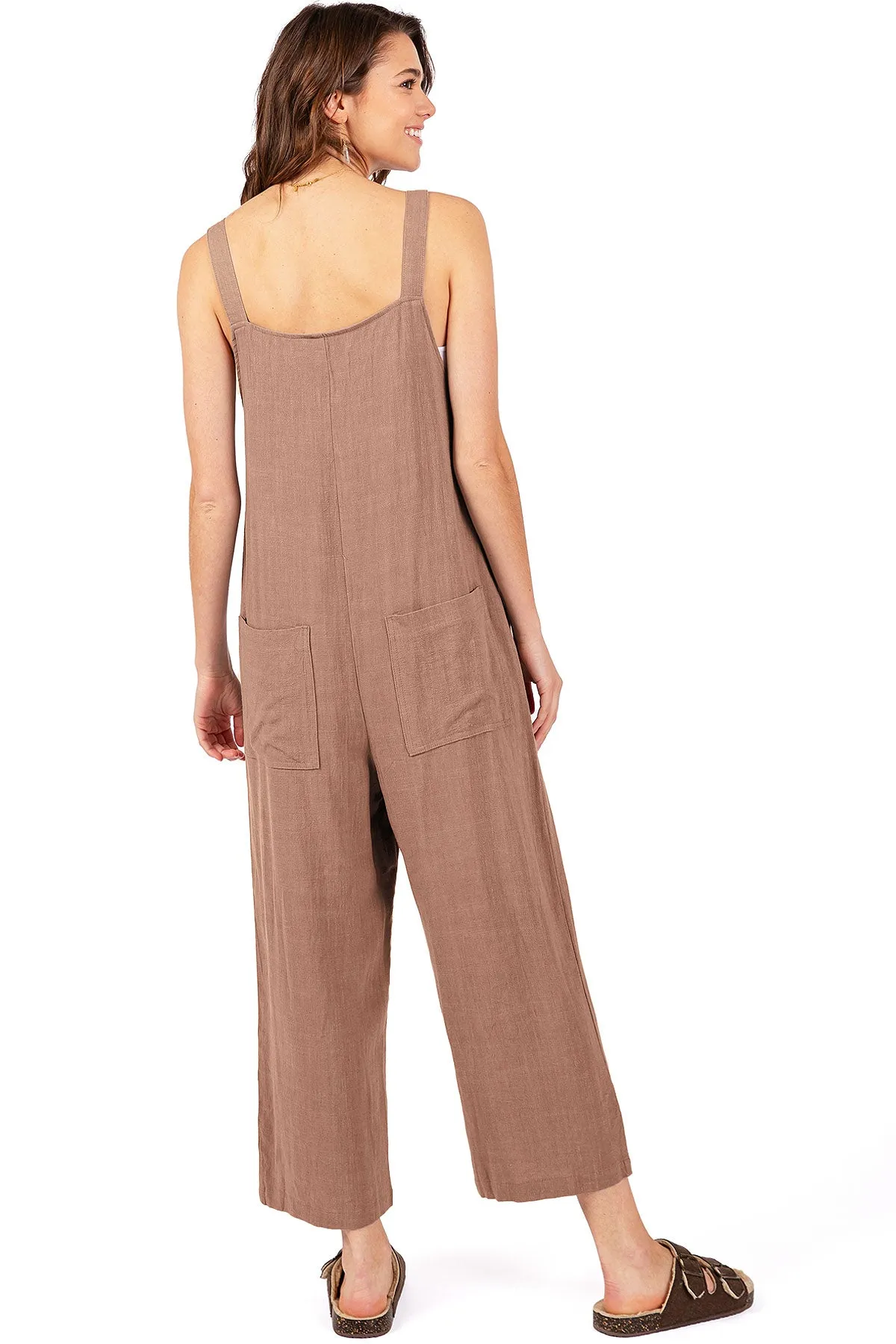 Lana Roux Crop Wide-Leg Linen Jumpsuit