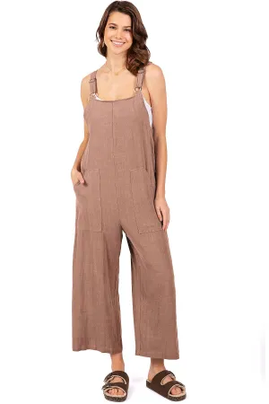 Lana Roux Crop Wide-Leg Linen Jumpsuit