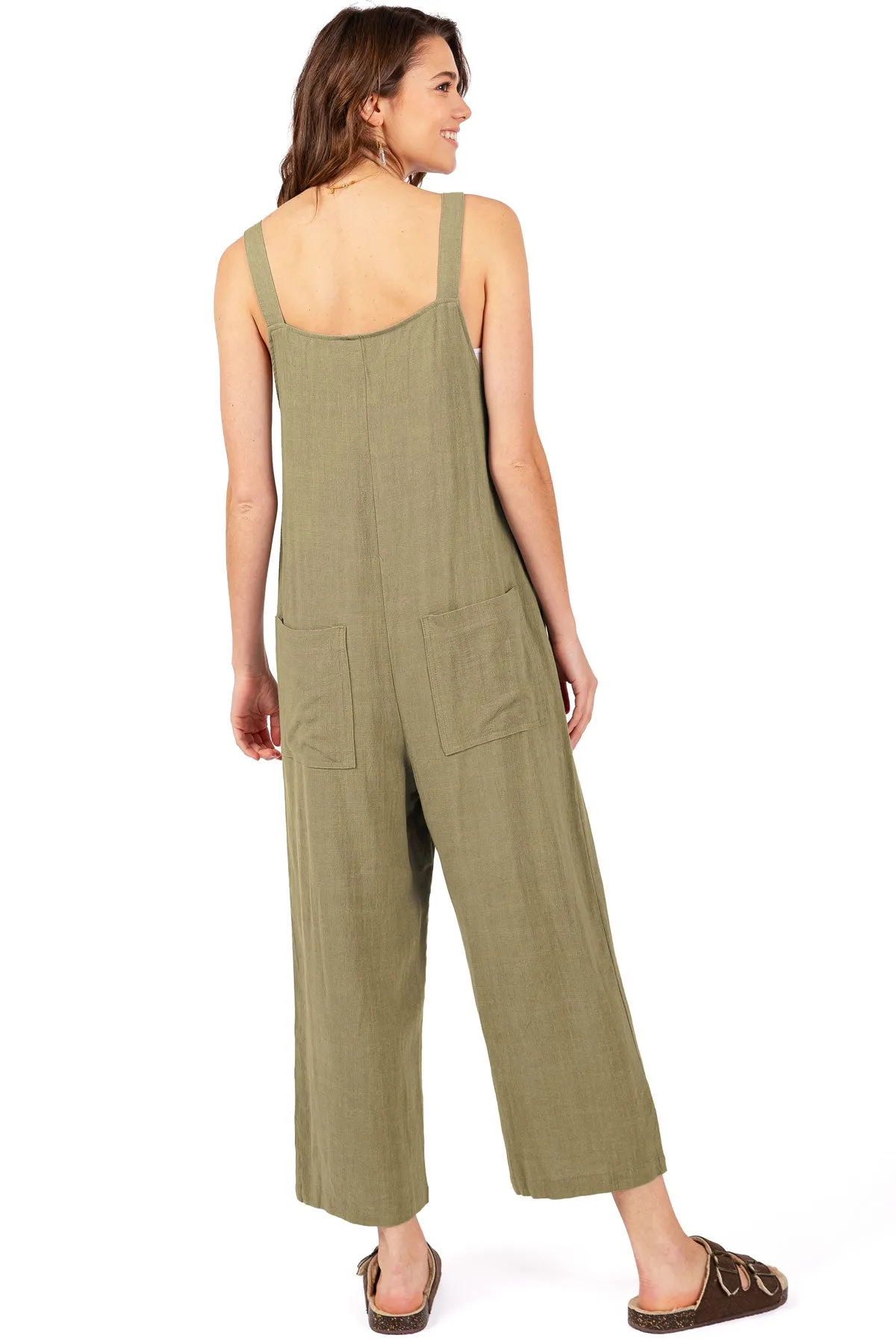 Lana Roux Crop Wide-Leg Linen Jumpsuit