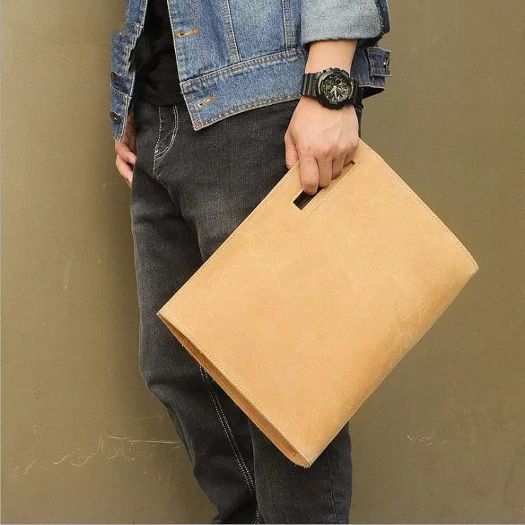 Leather Briefcase Documents Pouch and Handbag