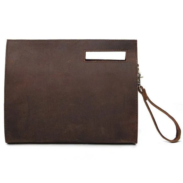 Leather Briefcase Documents Pouch and Handbag